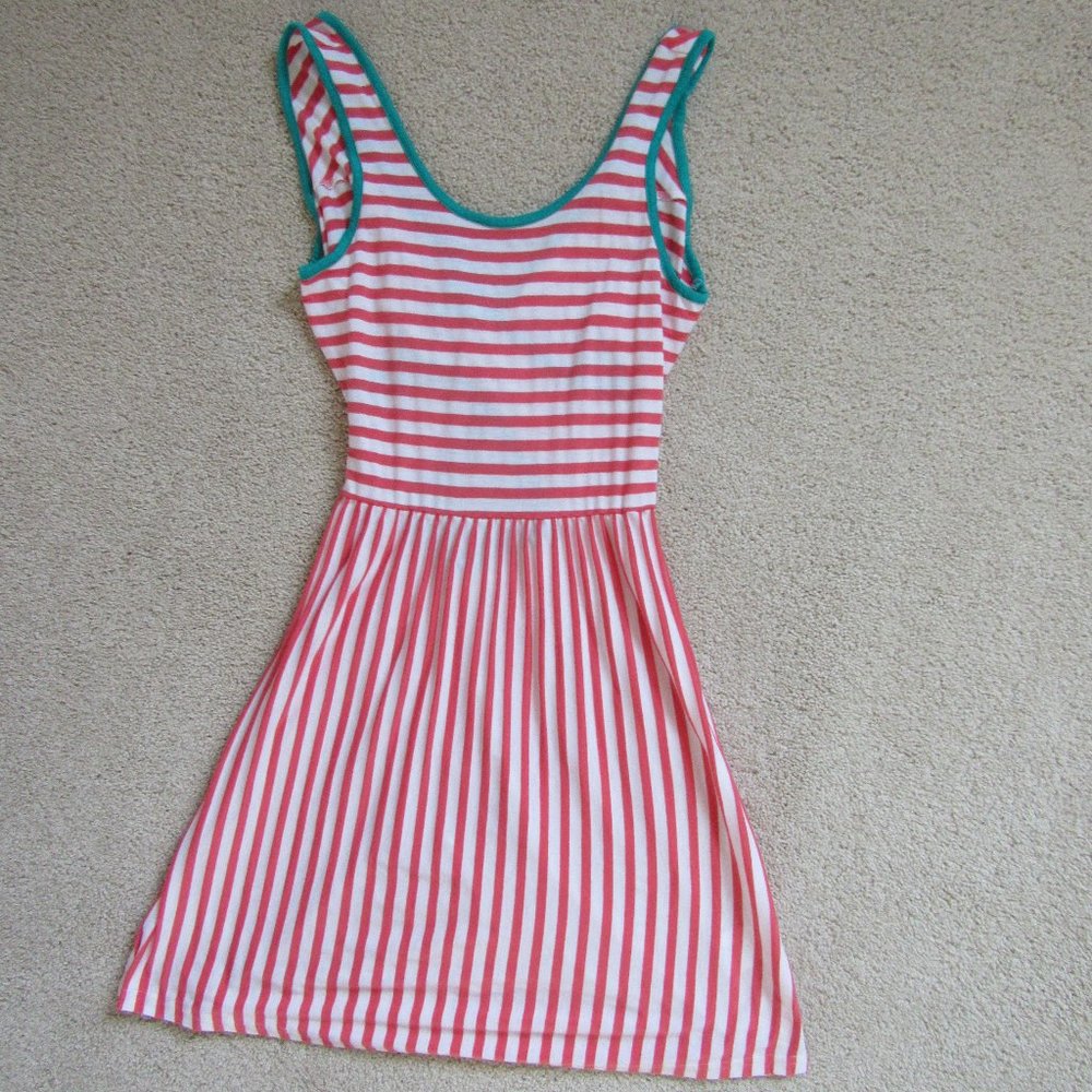 Red and White Stripped Sundress with Cutouts, New